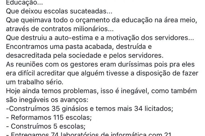 Secretária parte para o ataque contra o PSDB. “Sucateou a educação”