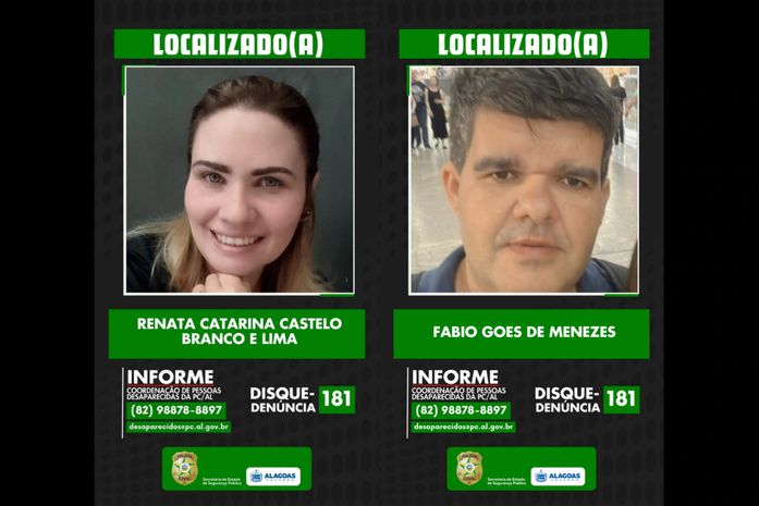 Polícia Civil localiza duas pessoas desaparecidas em Maceió após investigação