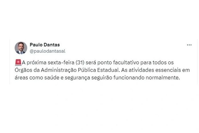Governador decreta pós-feriado de Corpus Christi ponto facultativo para órgãos do Estado