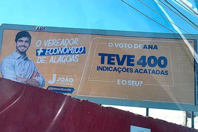 Outdoors destacam João Catunda como o vereador mais econômico em Alagoas