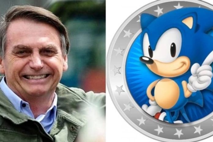 Jair Bolsonaro, presidente do Brasil, e o personagem Sonic