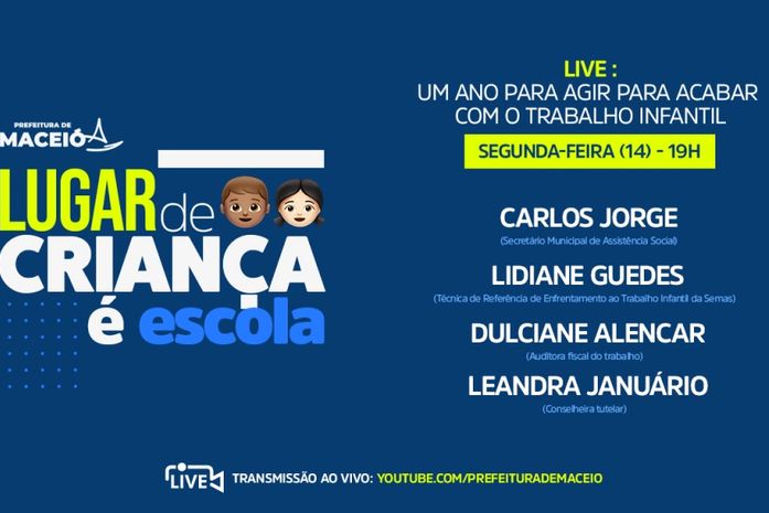 Live discutirá medidas para erradicar o trabalho infantil