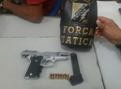 PMs encontraram uma pistola, munições e um carregador	