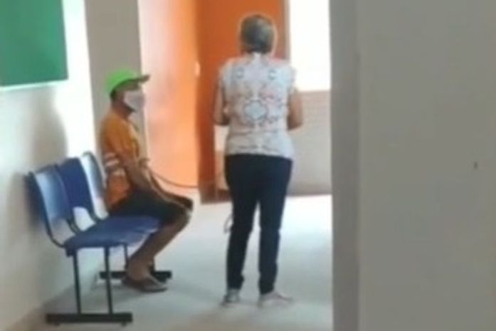 Vídeo: mulher leva marido amarrado para tomar vacina, em AL