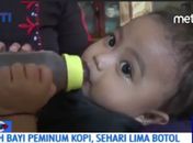 A criança toma três mamadeiras de café desde os seis meses de idade.