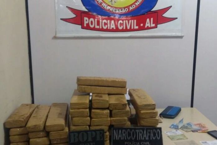 Drogas apreendida com as suspeitas