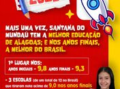 IDEB 2023: Santana do Mundaú se mantém como a melhor educação de Alagoas e nos anos finais a melhor do Brasil