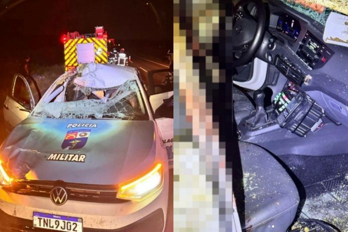 Viatura atinge cavalo solto na pista e deixa quatro militares feridos no Sertão de AL