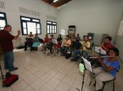 Alunos na aula de Instrumentos de Sopro no Cenarte