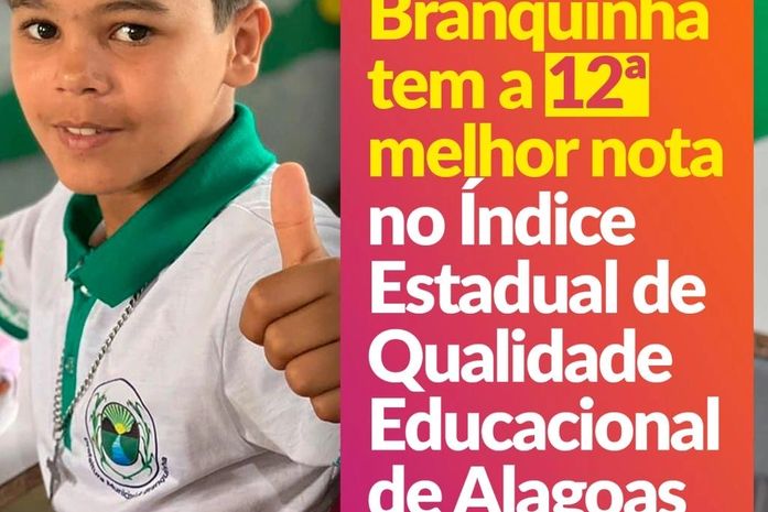 IQEAL: Branquinha tem a 12ª melhor nota no Índice Estadual de Qualidade Educacional de Alagoas