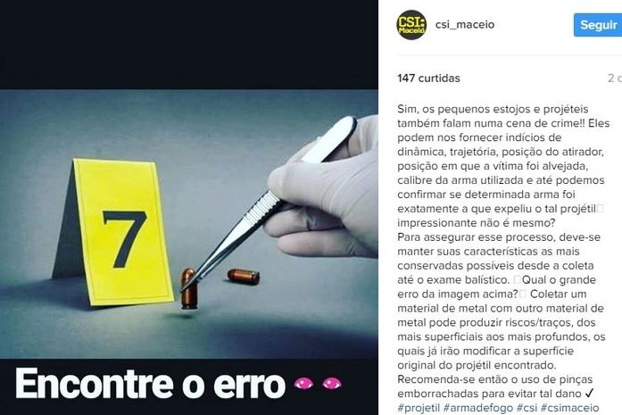 CSI Maceió: peritos criminais criam perfil interativo no Instagram sobre técnicas e curiosidades da profissão
