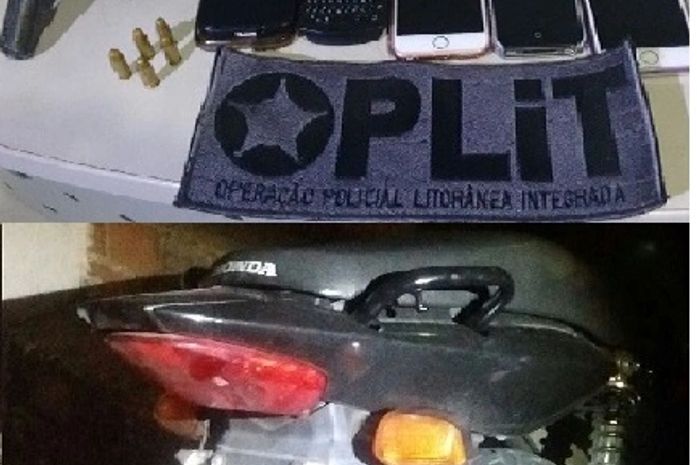 Material e moto apreendidos