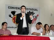 Bruno Pedro em discurso durante a posse como presidente do PTB Jovem