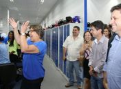 Célia e empresários são recebidos com festa no call center