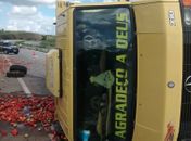 Caminhão que seguia para Arapiraca tomba na BR 101 em Porto Real do Colégio