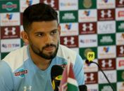 Jádson em entrevista coletiva no CT (Foto: LUCAS MERÇON / FLUMINENSE F.C.)