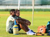 Após estranhamento com Thiago Santos, Miguel Borja conversou com Cuca (Foto: Sergio Barzaghi/Gazeta Press)