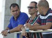 Fernando Veiga, Pedro Abad e Marcelo Teixeira: a cúpula de futebol do Tricolor (Foto: Nelson Perez/Fluminense FC)