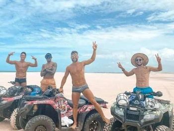 Diego, Éverton Ribeiro e Vitinho estão curtindo as férias no Ceará 
