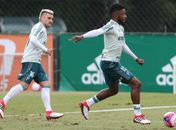 Michel Bastos, recuperado de dores no tornozelo, treinou normalmente em campo (Foto: Cesar Greco/Divulgação)