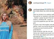 Carol Portaluppi faz sorteio de ingressos para a final da Copa do Brasil e irrita torcedores do Athletico-PR