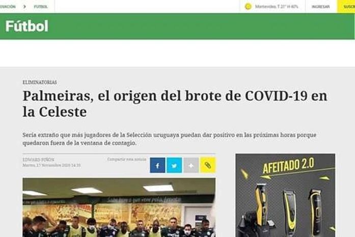 Palmeiras deu origem a surto de covid no Uruguai, diz jornal