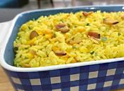 Arroz com açafrão,brócolis e milho