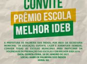 Prefeitura de Palmeira premiará escolas municipais pelo desempenho no IDEB/2019