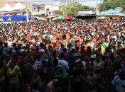 Multidão assistindo os shows