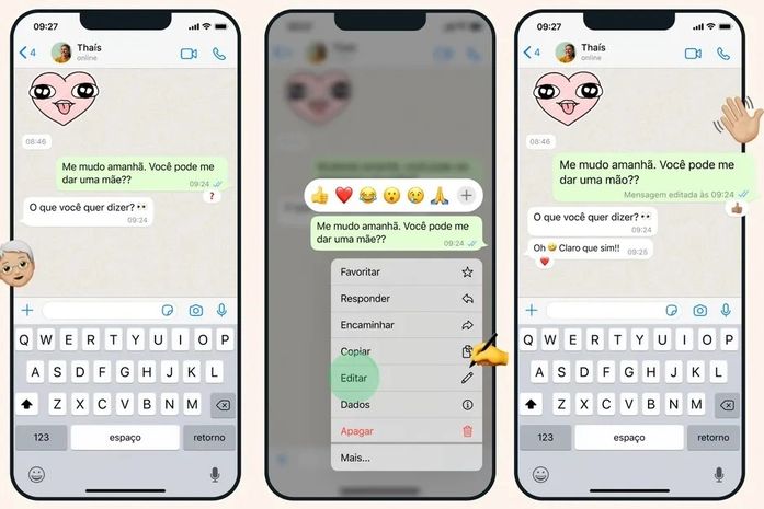 Opção de editar mensagem no WhatsApp
