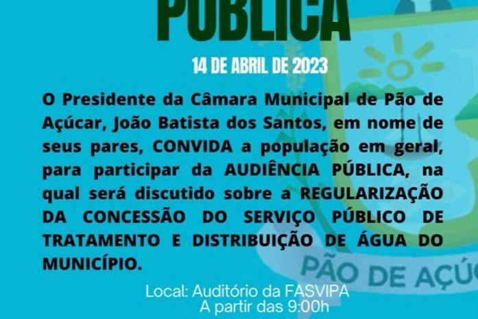 Falta de água no Sertão será tema de Audiência Pública na Câmara de Pão de Açúcar