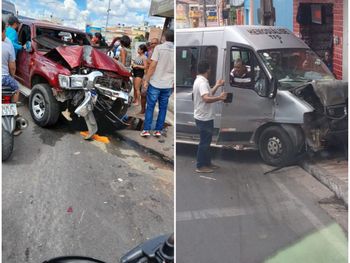 Van sem freios atinge caminhonete e loja em Santana do Ipanema
