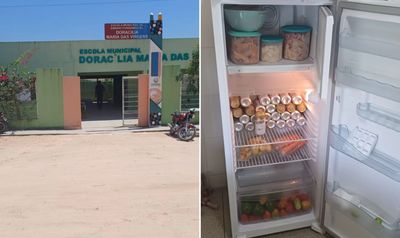 Vereador encontra latas de cerveja em geladeira que deveria armazenar merenda em escola de Carneiros