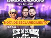 Ministério Público suspende show de Zezé di Camargo & Luciano em Estrela de Alagoas