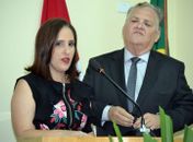 Prefeito de Santana do Ipanema Isnaldo Bulhões e sua filha, Vice-prefeita Christiane Bulhões (MDB)
