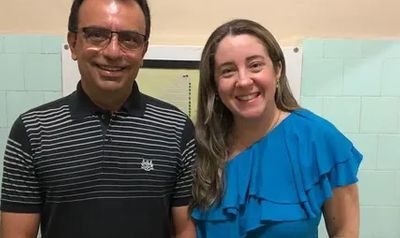 Edson Magalhães e Dra. Carol, pré-candidatos pelo PP em Santana do Ipanema, lado a lado